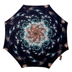 Blue And Brown Flower 3d Abstract Fractal Hook Handle Umbrellas (large) by Bedest