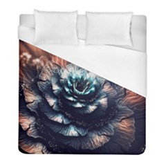 Blue And Brown Flower 3d Abstract Fractal Duvet Cover (full/ Double Size) by Bedest