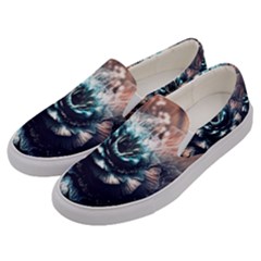 Blue And Brown Flower 3d Abstract Fractal Men s Canvas Slip Ons by Bedest