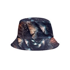 Blue And Brown Flower 3d Abstract Fractal Inside Out Bucket Hat (kids) by Bedest