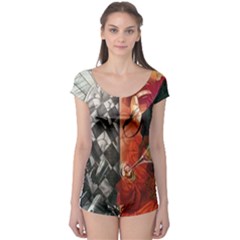 Left And Right Brain Illustration Splitting Abstract Anatomy Boyleg Leotard 