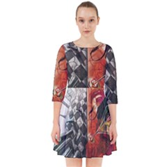 Left And Right Brain Illustration Splitting Abstract Anatomy Smock Dress by Bedest