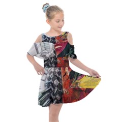 Left And Right Brain Illustration Splitting Abstract Anatomy Kids  Shoulder Cutout Chiffon Dress by Bedest