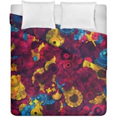 Psychedelic Digital Art Colorful Flower Abstract Multi Colored Duvet Cover Double Side (california King Size) by Bedest