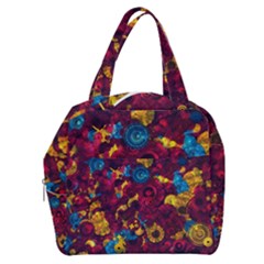 Psychedelic Digital Art Colorful Flower Abstract Multi Colored Boxy Hand Bag by Bedest