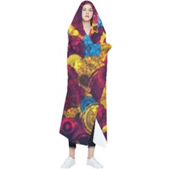 Psychedelic Digital Art Colorful Flower Abstract Multi Colored Wearable Blanket by Bedest