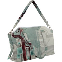 Green Red And White Line Digital Abstract Art Canvas Crossbody Bag