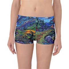 Multicolored Abstract Painting Artwork Psychedelic Colorful Boyleg Bikini Bottoms by Bedest