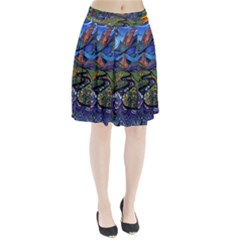 Multicolored Abstract Painting Artwork Psychedelic Colorful Pleated Skirt by Bedest