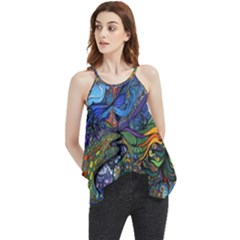 Multicolored Abstract Painting Artwork Psychedelic Colorful Flowy Camisole Tank Top by Bedest