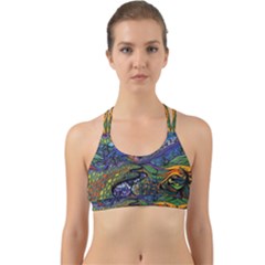 Multicolored Abstract Painting Artwork Psychedelic Colorful Back Web Sports Bra