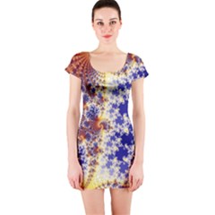 Psychedelic Colorful Abstract Trippy Fractal Mandelbrot Set Short Sleeve Bodycon Dress by Bedest