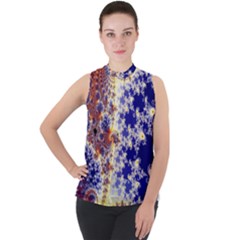 Psychedelic Colorful Abstract Trippy Fractal Mandelbrot Set Mock Neck Chiffon Sleeveless Top by Bedest