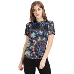 Psychedelic Colorful Abstract Trippy Fractal Women s Short Sleeve Rash Guard