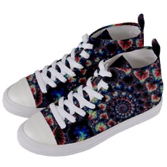 Psychedelic Colorful Abstract Trippy Fractal Women s Mid-top Canvas Sneakers