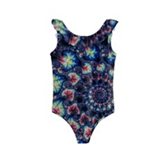 Psychedelic Colorful Abstract Trippy Fractal Kids  Frill Swimsuit by Bedest