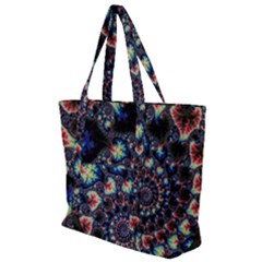 Psychedelic Colorful Abstract Trippy Fractal Zip Up Canvas Bag by Bedest