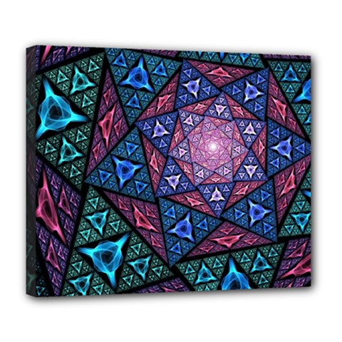 Purple Psychedelic Art Pattern Mosaic Design Fractal Art Deluxe Canvas 24  X 20  (stretched) by Bedest