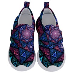 Purple Psychedelic Art Pattern Mosaic Design Fractal Art Kids  Velcro No Lace Shoes by Bedest