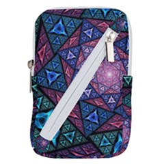 Purple Psychedelic Art Pattern Mosaic Design Fractal Art Belt Pouch Bag (small)