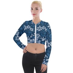 Pattern Flower Nature Long Sleeve Cropped Velvet Jacket