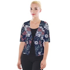 Flower Pattern Cropped Button Cardigan