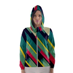 Abstract Geometric Design Pattern Women s Hooded Windbreaker by Bedest