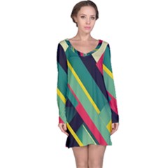 Abstract Geometric Design Pattern Long Sleeve Nightdress by Bedest