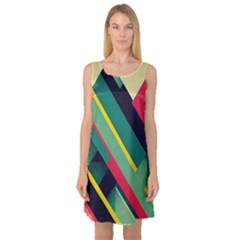 Abstract Geometric Design Pattern Sleeveless Satin Nightdress by Bedest