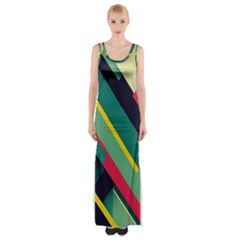 Abstract Geometric Design Pattern Thigh Split Maxi Dress by Bedest