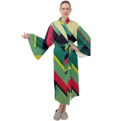 Abstract Geometric Design Pattern Maxi Velvet Kimono by Bedest