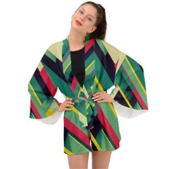 Abstract Geometric Design Pattern Long Sleeve Kimono by Bedest