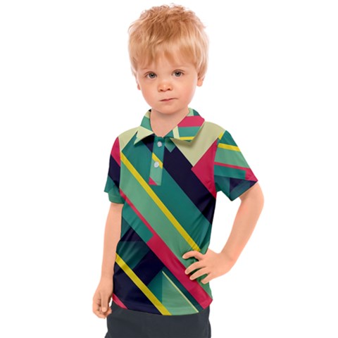 Abstract Geometric Design Pattern Kids  Polo T-shirt by Bedest