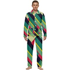 Abstract Geometric Design Pattern Men s Long Sleeve Velvet Pocket Pajamas Set by Bedest