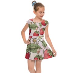 Strawberry Fruit Kids  Cap Sleeve Dress