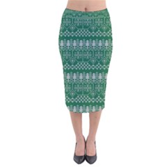 Christmas Knit Digital Velvet Midi Pencil Skirt by Mariart