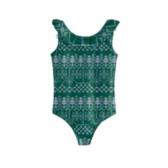 Christmas Knit Digital Kids  Frill Swimsuit