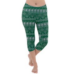 Christmas Knit Digital Lightweight Velour Capri Yoga Leggings by Mariart