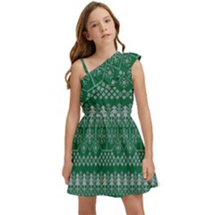 Christmas Knit Digital Kids  One Shoulder Party Dress