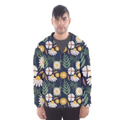 Flower Grey Pattern Floral Men s Hooded Windbreaker