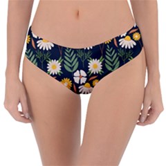 Flower Grey Pattern Floral Reversible Classic Bikini Bottoms