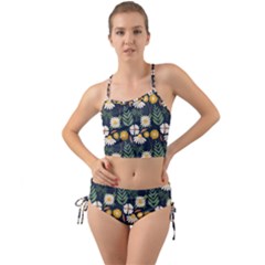 Flower Grey Pattern Floral Mini Tank Bikini Set by Dutashop