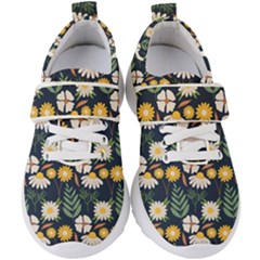 Flower Grey Pattern Floral Kids  Velcro Strap Shoes