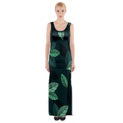 Foliage Thigh Split Maxi Dress