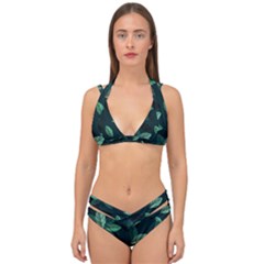 Foliage Double Strap Halter Bikini Set