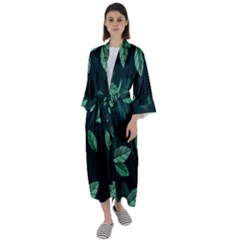 Foliage Maxi Satin Kimono