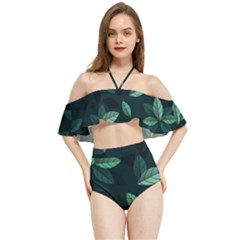 Foliage Halter Flowy Bikini Set 