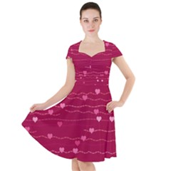 Hearts Valentine Love Background Cap Sleeve Midi Dress by Proyonanggan