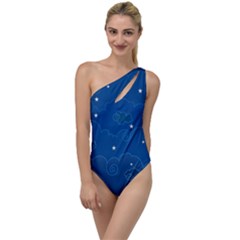 Sky Night Moon Clouds Crescent To One Side Swimsuit