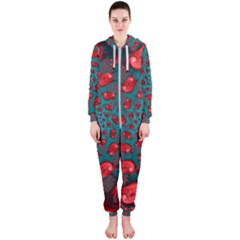 Fractal Red Spiral Abstract Art Hooded Jumpsuit (ladies) by Proyonanggan